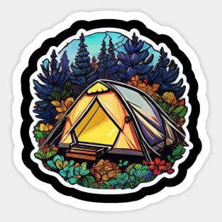 Camping Adventure Funny Camping Sunset Vintage Sticker